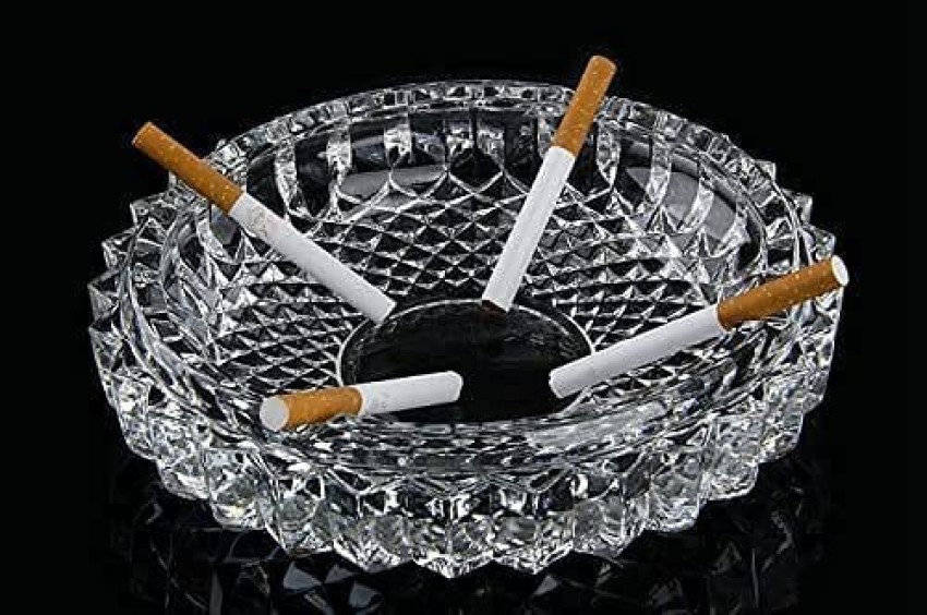 KINJAY Ashtray for Smoking, Cigarette Smoke Ash Collect Tray Clear Glass  Ashtray