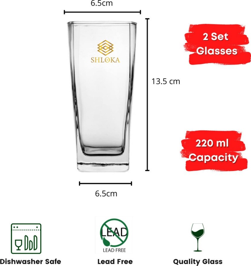 Shloka (Pack of 2) Clear Heavy Base Tall Bar Glass