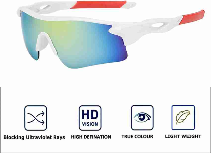 Cereto White & Red Sports Cricket Googles Mirrored UV Protection