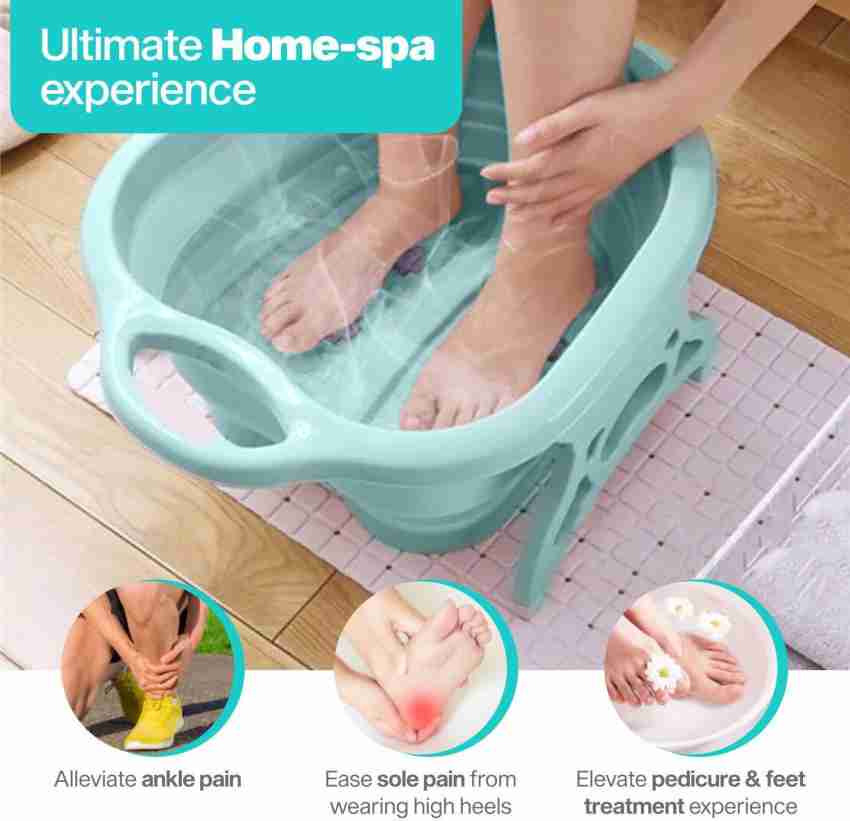 Foot Bath Barrel Natural Foot Basin Wood Bucket Bath Bucket With Massager  Roller