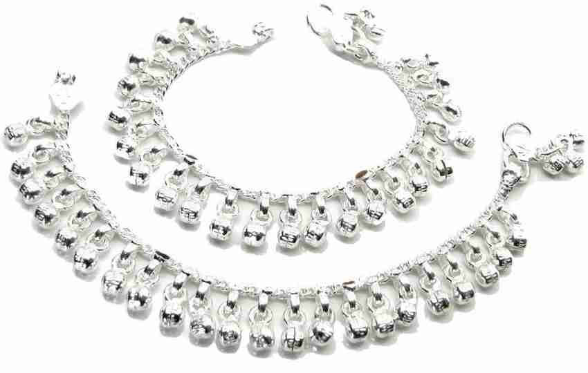 SMARNN 0 4 years Full Ghungaroo Silver Plated Payal Anklets for