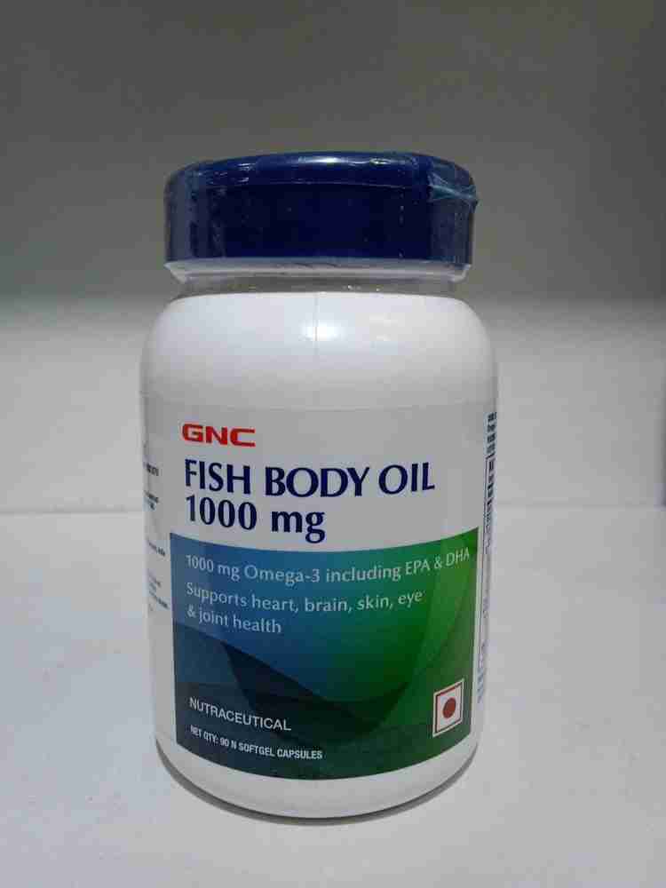 GNC Fish Body Oil 1000 MG Omega 3 Supplement 90 Softgel Capsules Price in India Buy GNC Fish Body Oil 1000 MG Omega 3 Supplement 90 Softgel Capsules online at Flipkart