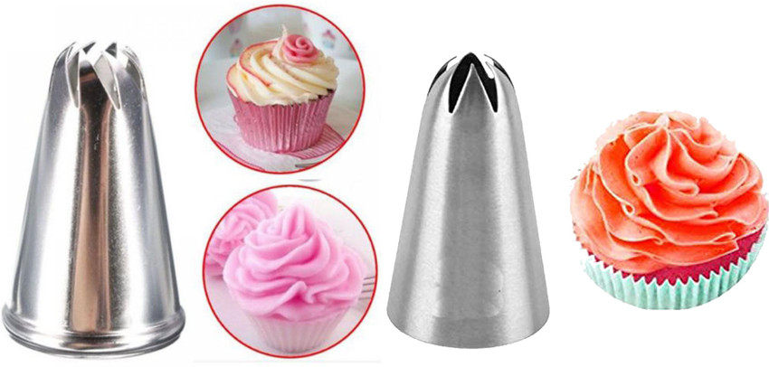 JAMBOREE Swirl Rose 2D Nozzle Large Size Cake Decorating Icing Tip Nozzle Pack Of 2 Stainless Steel Quick Flower Icing Nozzle Price in India Buy JAMBOREE Swirl Rose 2D Nozzle