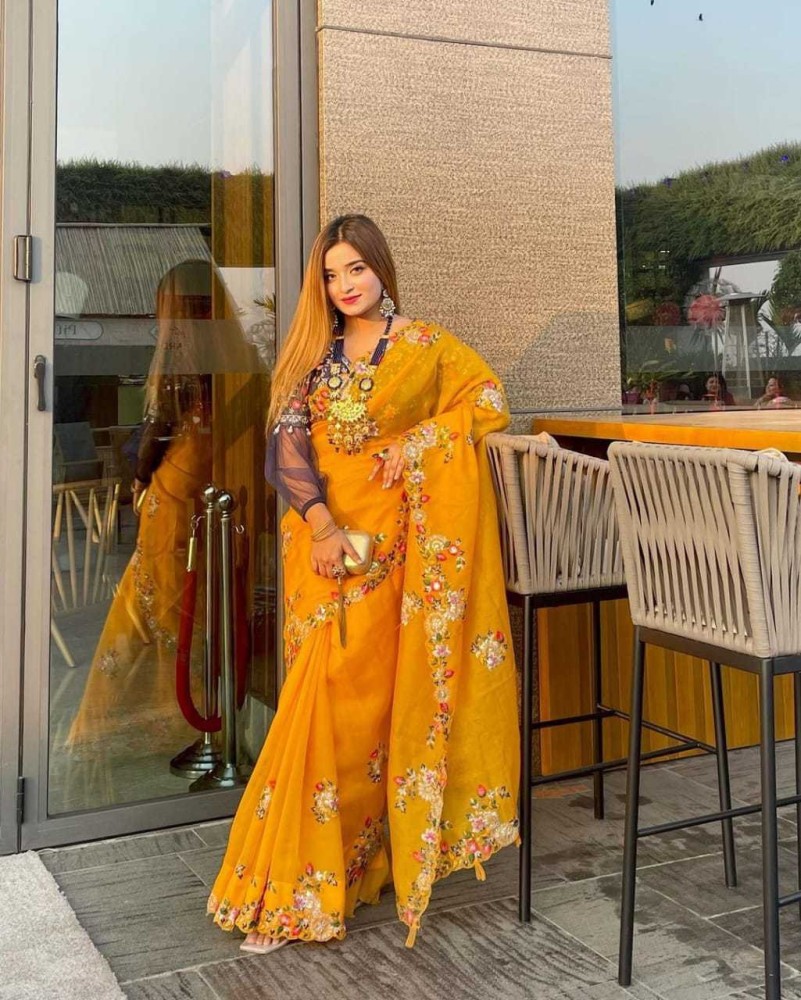 Buy Yellow Sarees for Women by TIKHI IMLI Online