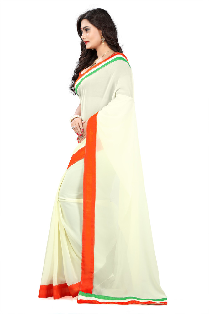 White saree for independence day store