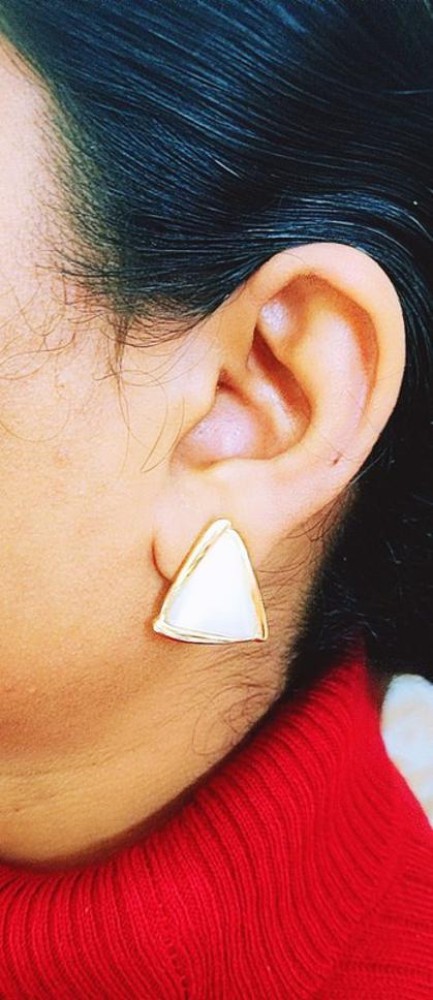 White gold hot sale triangle earrings