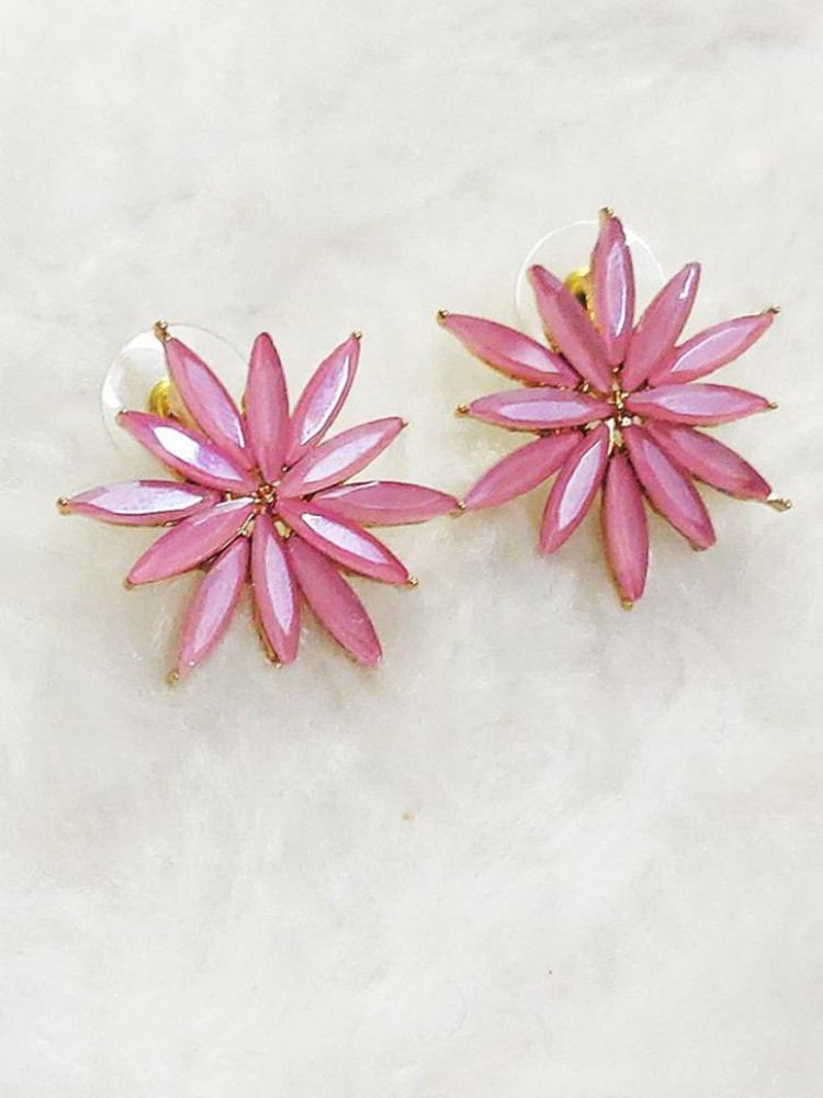 Pink flower on sale stud earrings