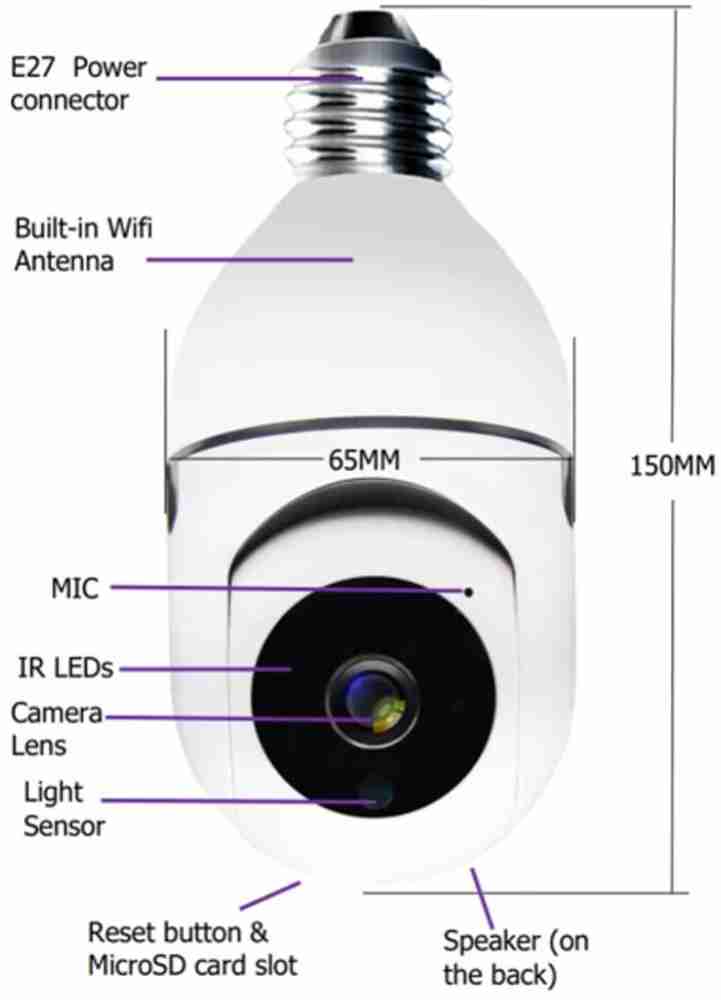 Buy Maizic Smarthome Robo Bulb Camera with Motion Detection ,Live