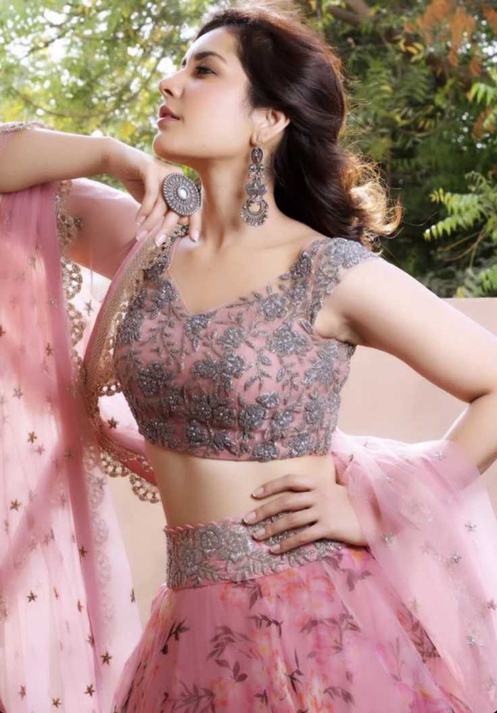 CLICKEDIA Embroidered Self Design Semi Stitched Lehenga Choli