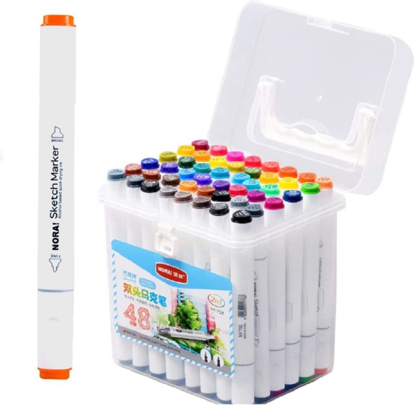 48 Pastel Colors Alcohol Brush Markers Brush & Chisel Sketch Art