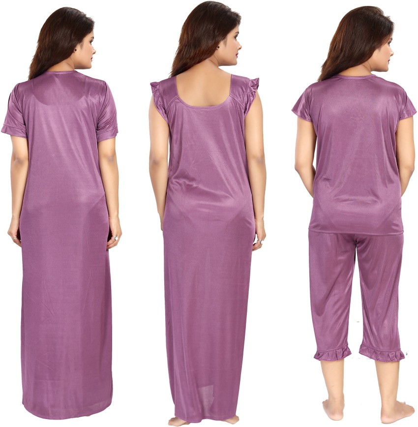 Buy Noty Girl's/Women's-Night Suit/Top & Capri Set/Loungewear - Satin  Fabric-with Capri-Purple Online at Best Prices in India - JioMart.