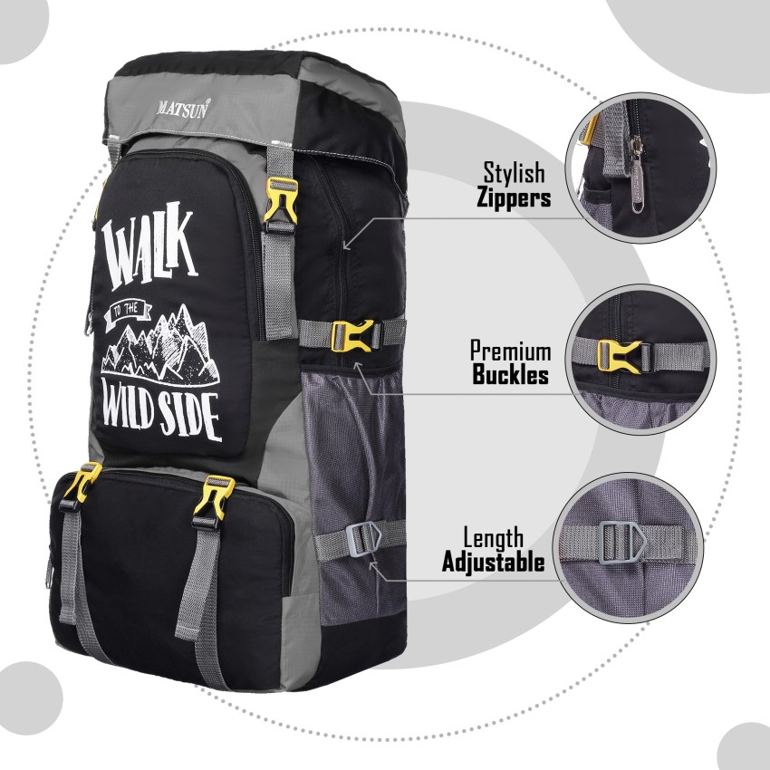 Matsun 65 L Polyester Travel Outdoor Hacking Bags Mountain Trekking For  Men And Women Rucksack  65 L Grey Black  Price in India  Flipkartcom