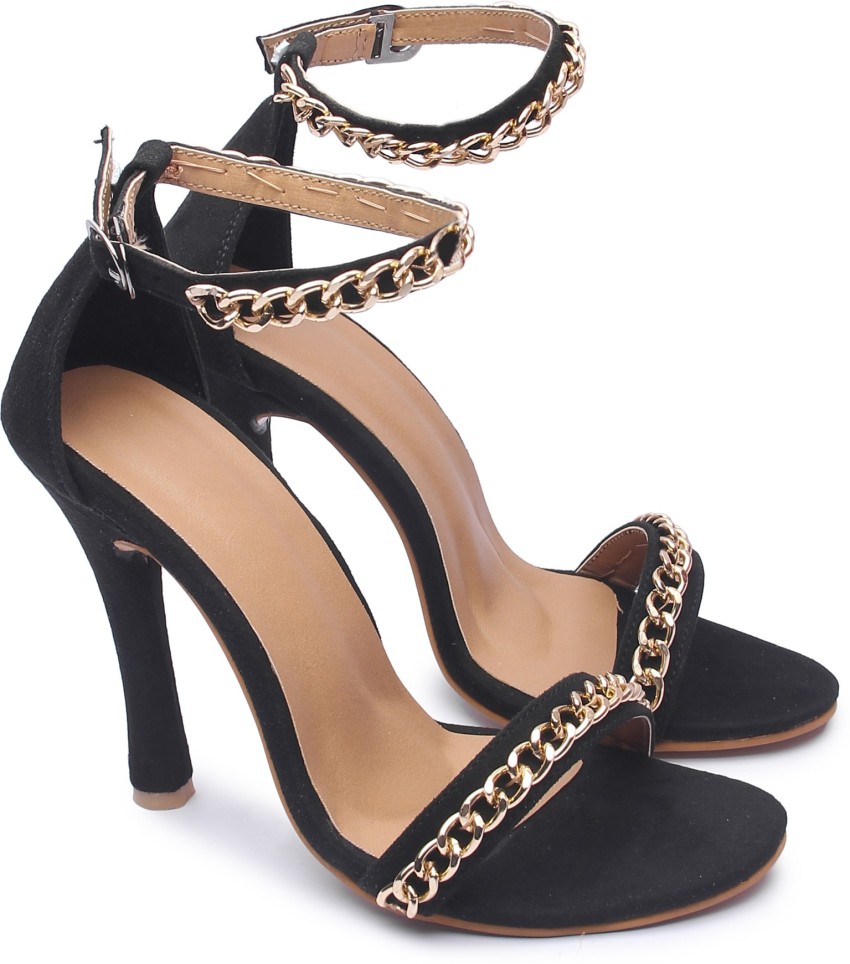 Black heels with best sale gold chain ankle strap