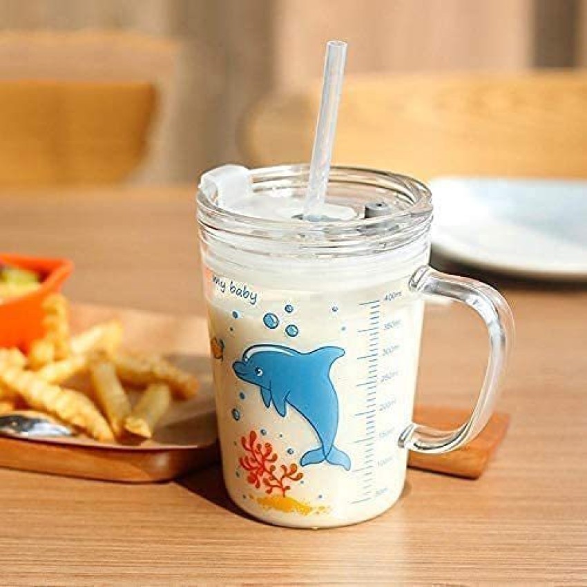 Meldique Juice Cup for Kids Milk Glass with Straw Sipper Cups for