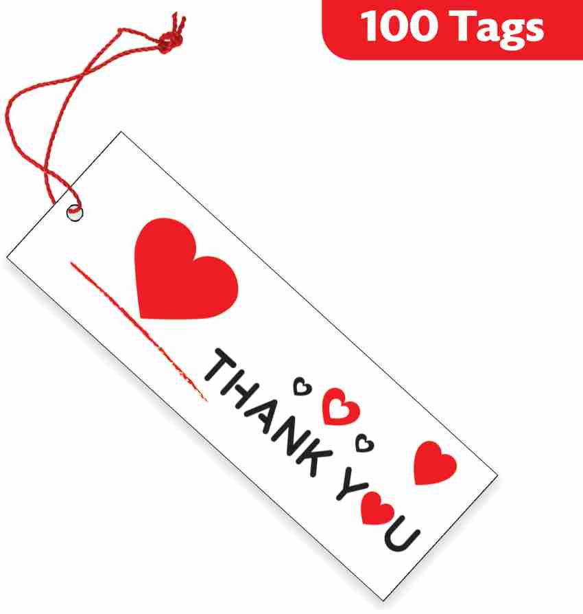 CLICKEDIN 7.62 cm Thank You Tags, Perfect for Packaging 100 Pieces 3 x 1  Inches with Thread Self Adhesive Sticker Price in India - Buy CLICKEDIN  7.62 cm Thank You Tags, Perfect