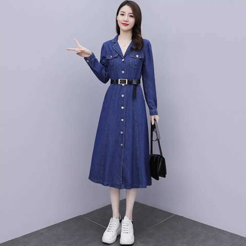 HIMANSHU FASHION Women A-line Blue Dress - Buy HIMANSHU