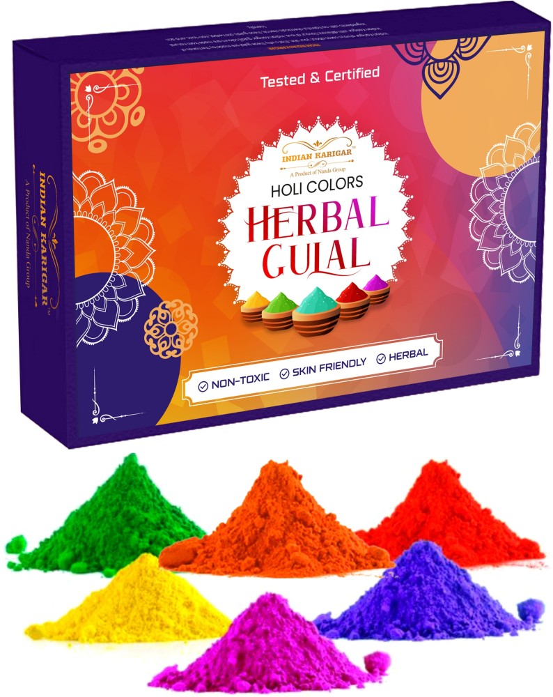  Pack of 6 Eco-Friendly Homemade Organic Holi Gulal Colors of  India Pure Natural Colors Powder Handmade by Selected Dried Flowers &  Vegetable Colors Best for Summer Color Festival & Youth Color