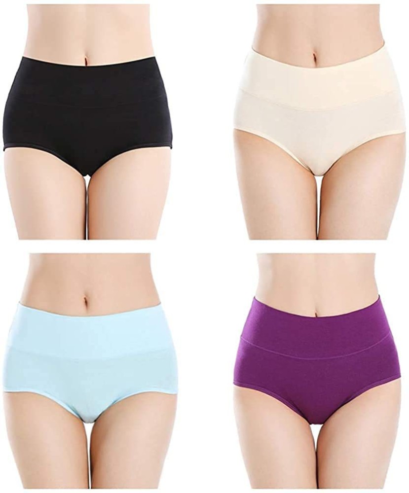 SHAPERX Hipsters/Brief with Cool Comfort Ladies Solid Multicolor Panties  Inner Wear for Girl's Pack of 4