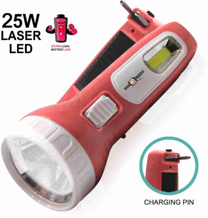 Make Ur Wish 2 In 1 Solar Rechargeable Flashlight Two Pin Plug LED