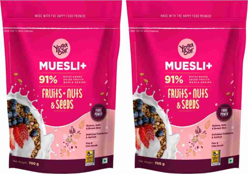 Yogabar Fruits and Nuts Muesli, Pack of 2, Breakfast Cereal with Nuts &  Fruits Vacuum Pack Price in India - Buy Yogabar Fruits and Nuts Muesli, Pack of 2
