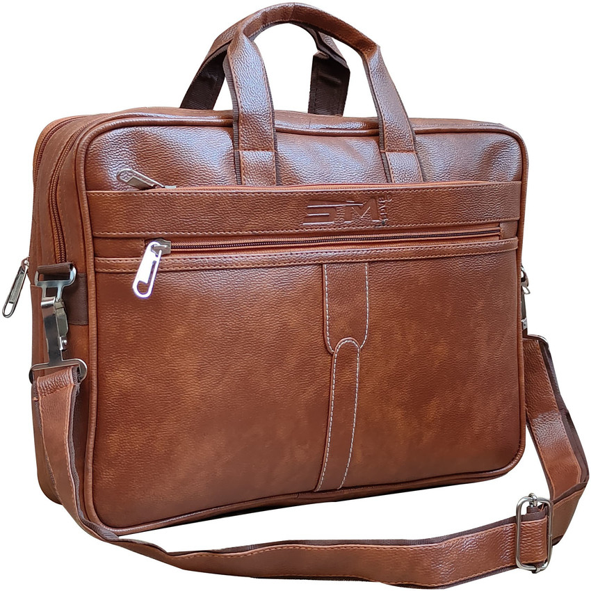 Flipkart SM BAGS 15.6 inch Tan leatherette Laptop messenger bag for men Multipurpose Bag Multipurpose Bag