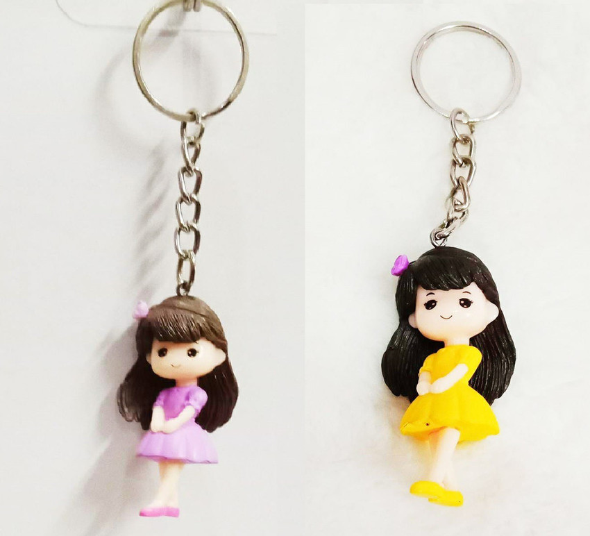 Style My Home Cute Girl Combo Keychain Keyrings for Best Friend
