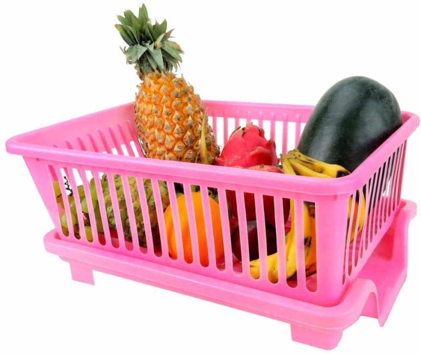 DDecora Dish Drainer Kitchen Rack Plastic in 1 Large Sink Set Drying  Washing Basket with Tray(PINK) Price in India - Buy DDecora Dish Drainer  Kitchen Rack Plastic in 1 Large Sink Set
