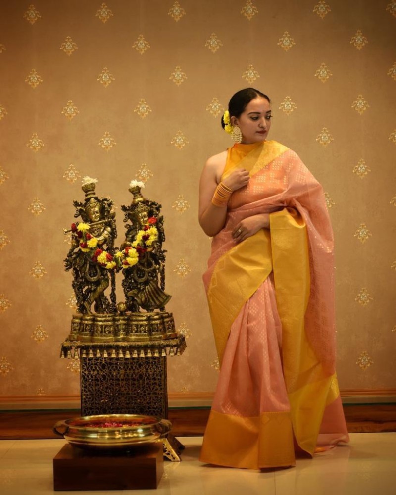 Buy SGF11 Woven Kanjivaram Pure Silk, Art Silk Yellow Sarees Online @ Best  Price In India