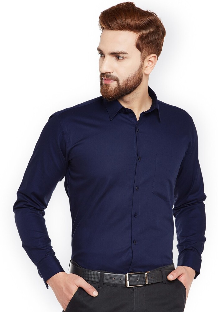 Elevate Your Formal Attire with a Cobb Navy Solid Smart Fit Formal Shirt