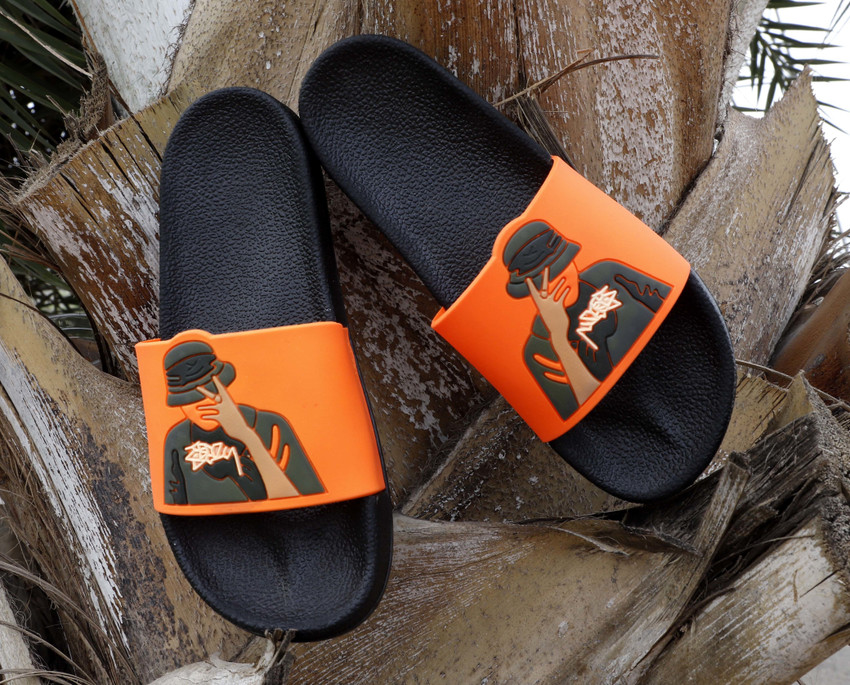 aadi Men Men s Orange Black Synthetic Leather Daily Casual Sliders Slides Buy aadi Men Men s Orange Black Synthetic Leather Daily Casual Sliders Slides Online at Best Price Shop