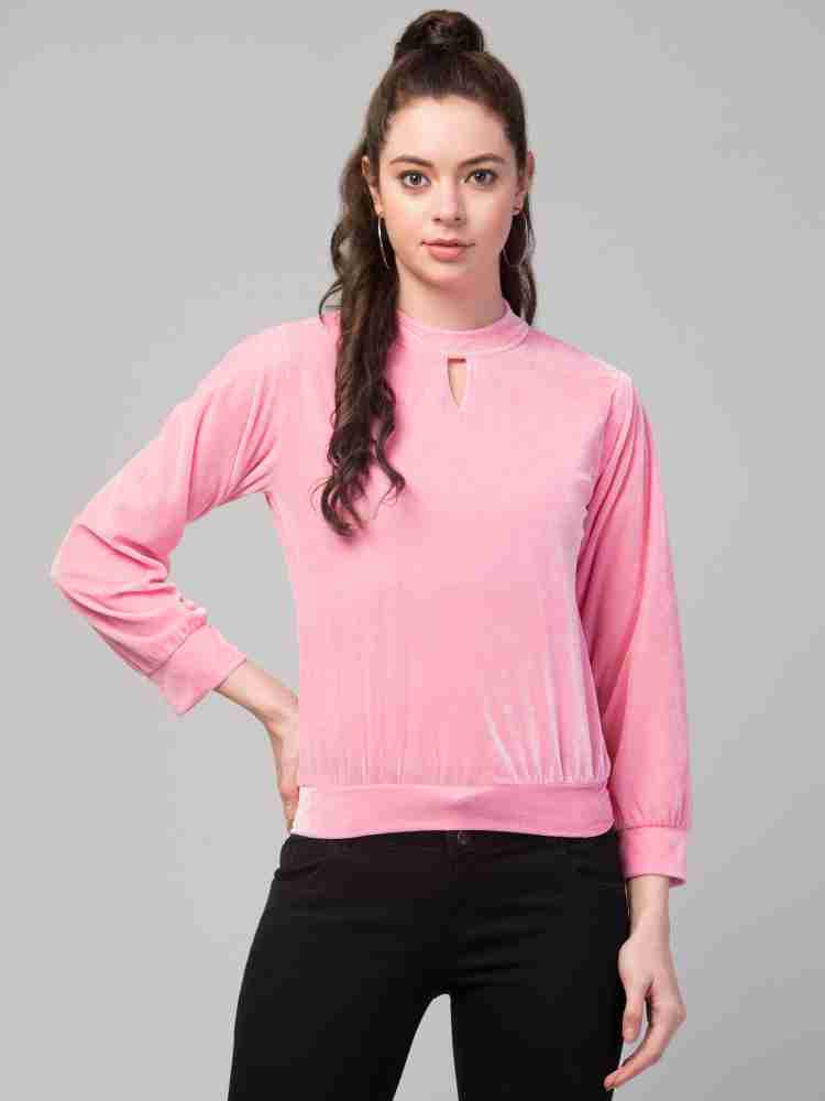 Meri Fashion Casual Solid Women Pink Top - Buy Meri Fashion Casual Solid  Women Pink Top Online at Best Prices in India