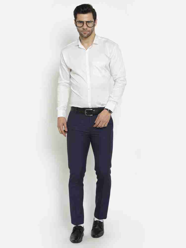 American-elm Light Grey Slim Fit Formal Trouser For Men, Cotton