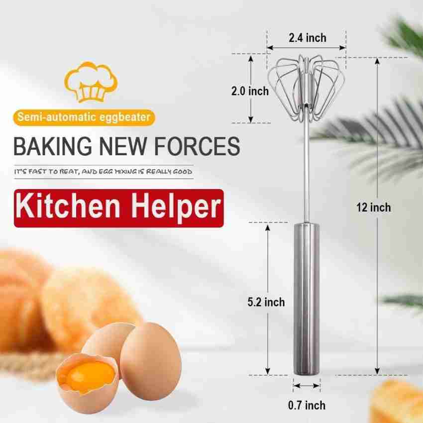 Semi-Automatic Egg Whisk Hand Push Egg Beater Stainless Steel