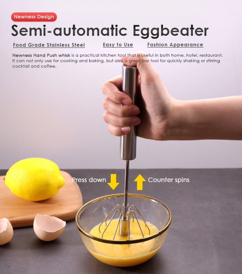 Newness Stainless Steel Whisk Blender for Home - Versatile Tool for Egg  Beater, Milk Frother, Hand Push Mixer Stirrer - Kitchen Utensil for  Blending