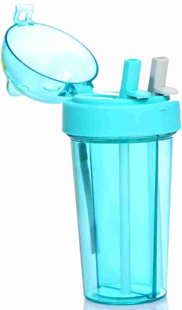 Portable double straw independent drink 2-in-1 Leak-proof Couple cup  Children's cup Double-sided water bottle Double-layer water bottle Double  sided