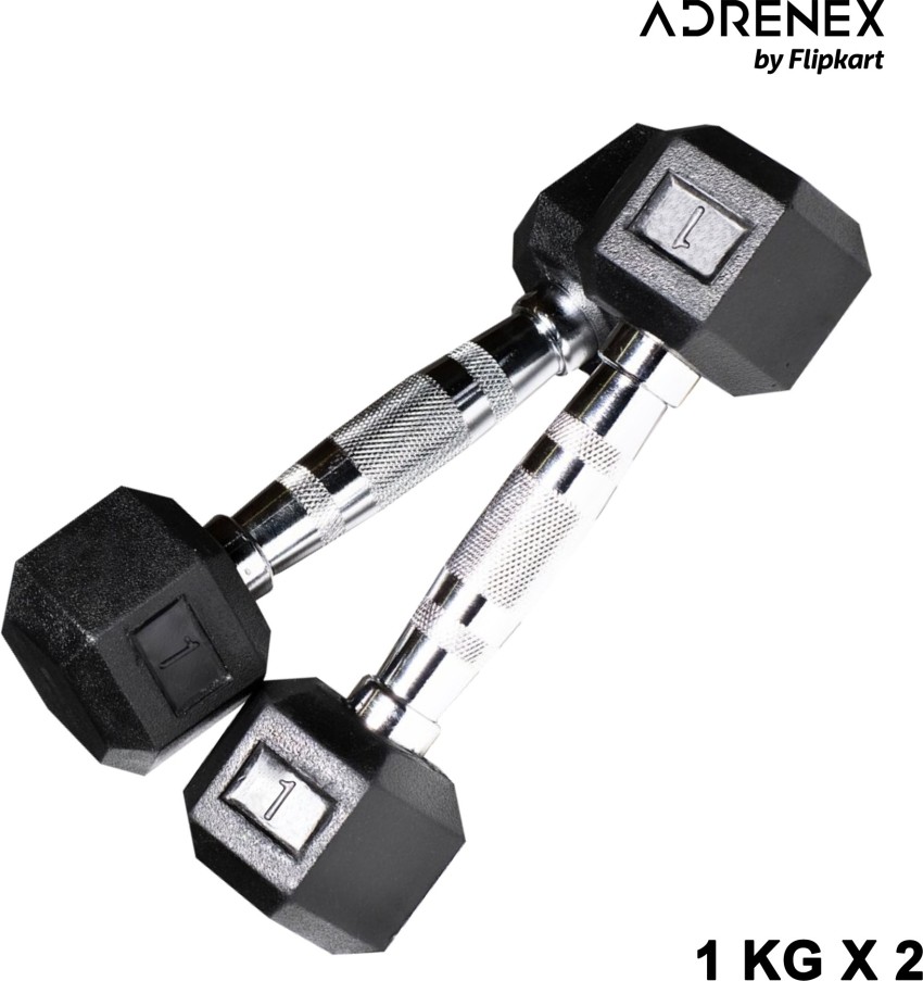 Adrenex by Flipkart Solid Rubber Hex Shape 10 Kg pair (Pack of 2) Fixed  Weight Dumbbell (20 Kg) - Price History