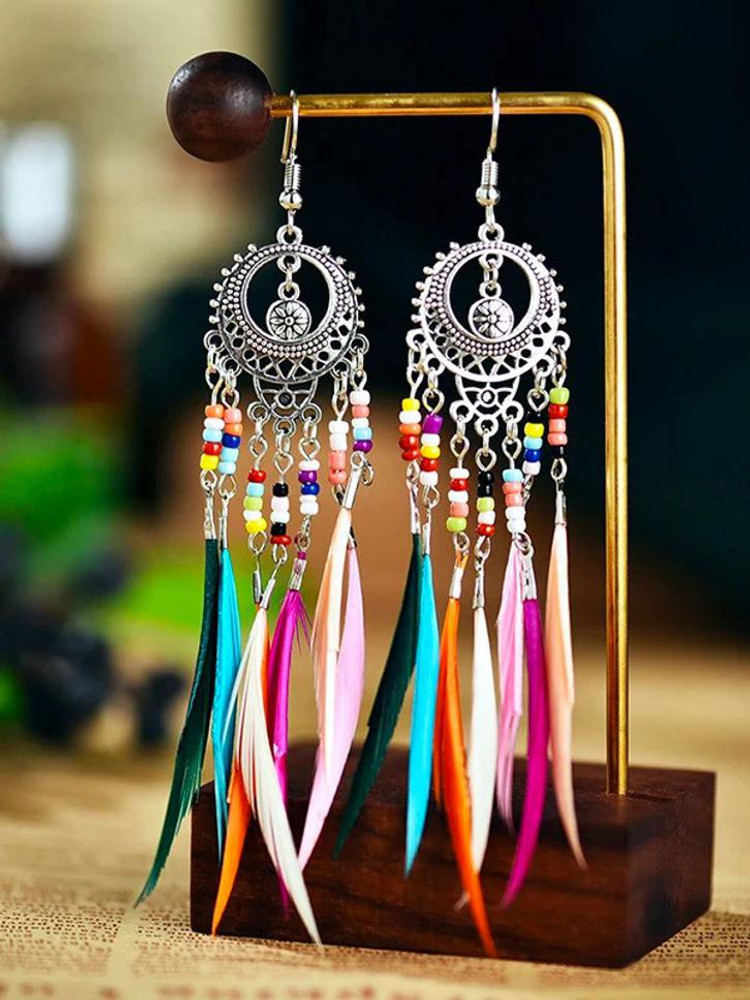 Flipkart Buy karteens Feather Long Tassel Earrings Alloy