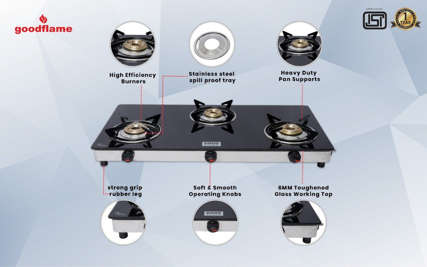 Preethi Valentino Glass Top Burner Gas Stove, Manual