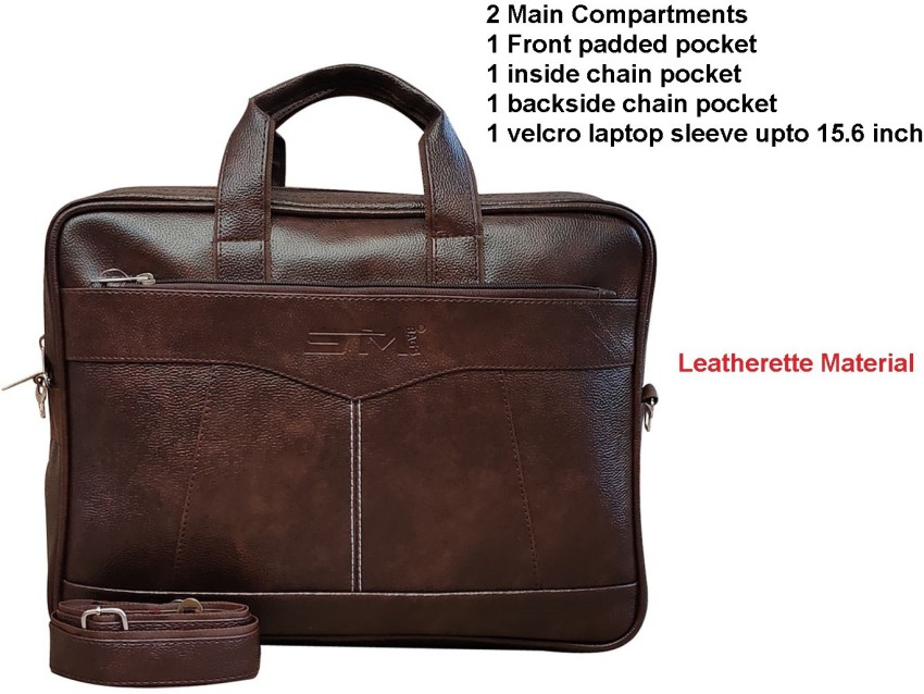 Storite PU Leather Laptop Bag Up to 14 inch Messenger Bag, Padded Laptop  Compartment