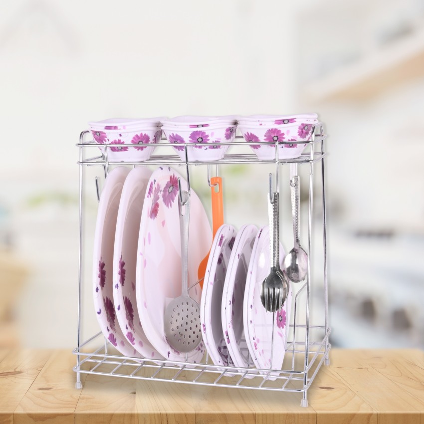 2 Layer Kitchen Dish Drainer Organizer Storage Rack - Plate, Cutlery  Utensil Holder