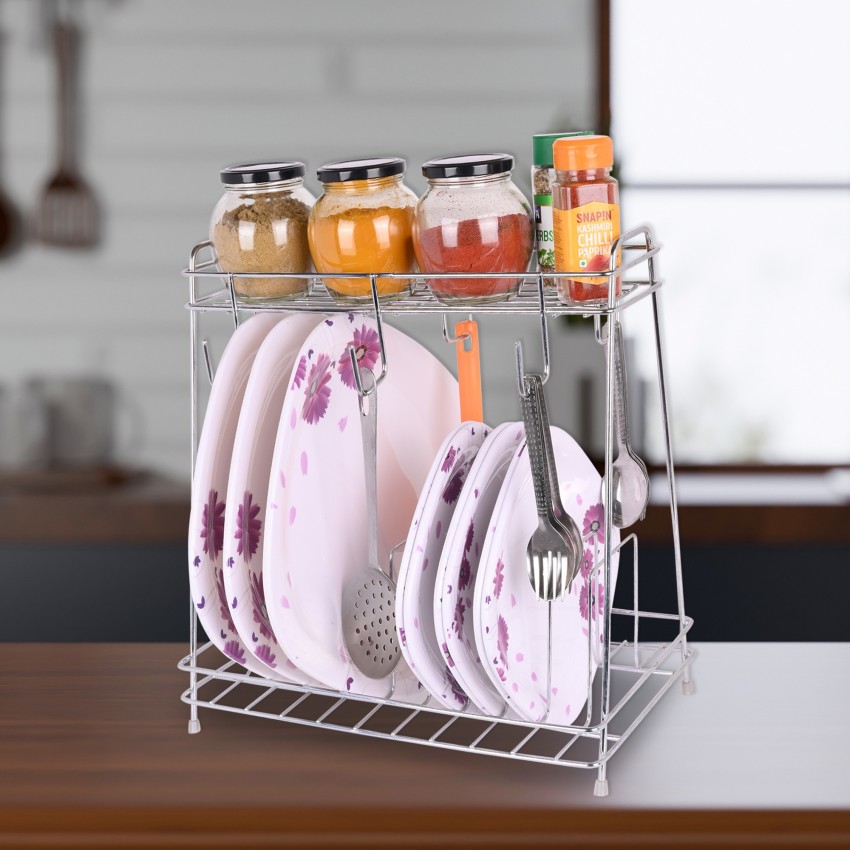 MANTAVYA Plate Kitchen Rack Steel 2 Layer Plate & bowl Stand Kitchen  Utensil Rack Price in India - Buy MANTAVYA Plate Kitchen Rack Steel 2 Layer  Plate & bowl Stand Kitchen Utensil