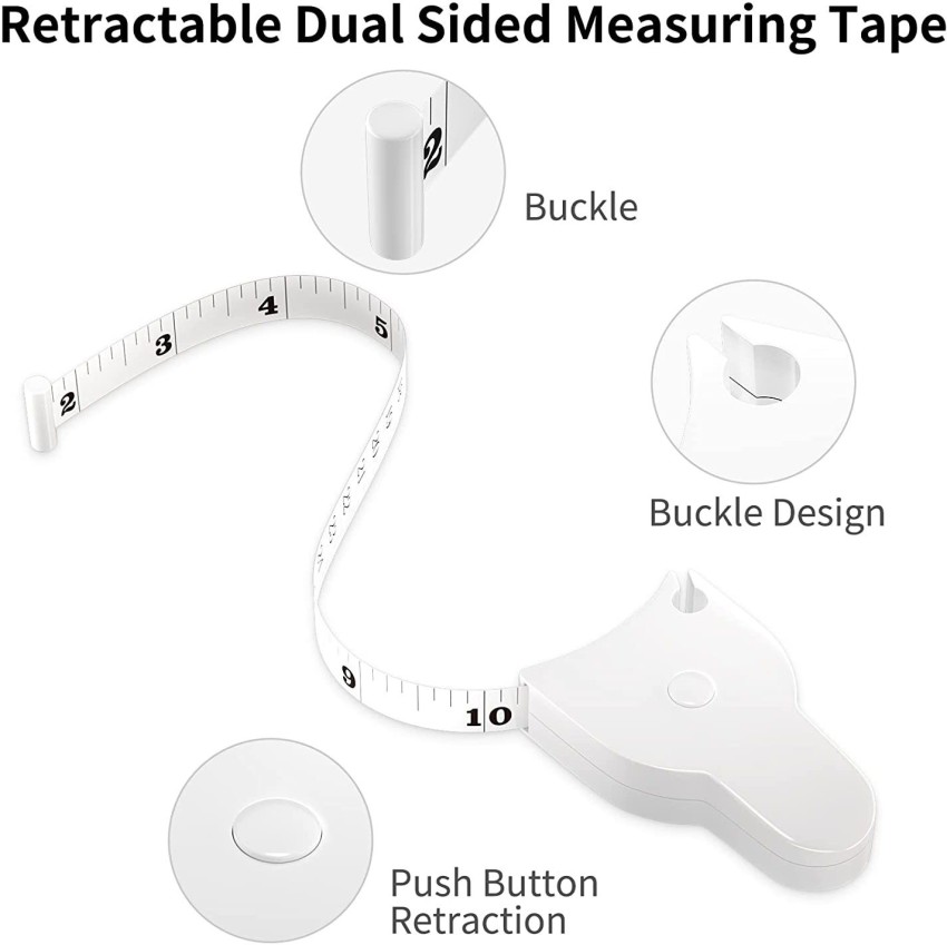  Tape Measure for Body Measuring, 60 inch Measuring Tape for  Body Measurements, Double Scale Soft Tape Measure, 2PCS Retractable Fabric  Tape Measure, White : Arts, Crafts & Sewing