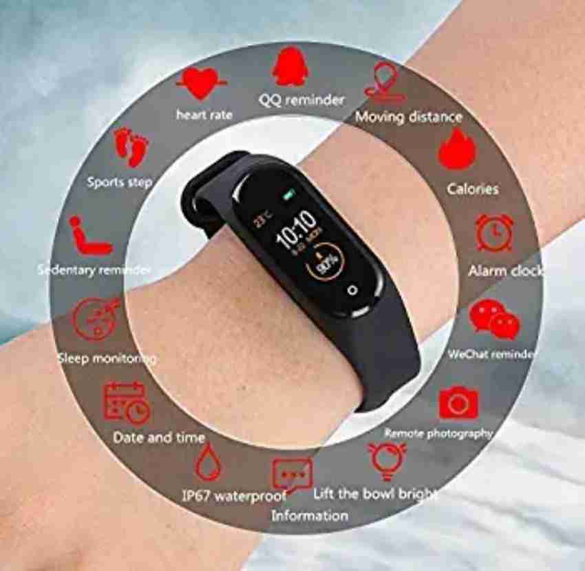 Ykarn Trades Smart m4 watch with pedometer for women black strap