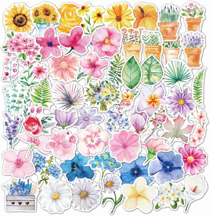 Wildflower bunch Sticker, Floral Sticker, stickers, Scrapbooking, Journaling, Water bottle, cute, flower sticker, retro