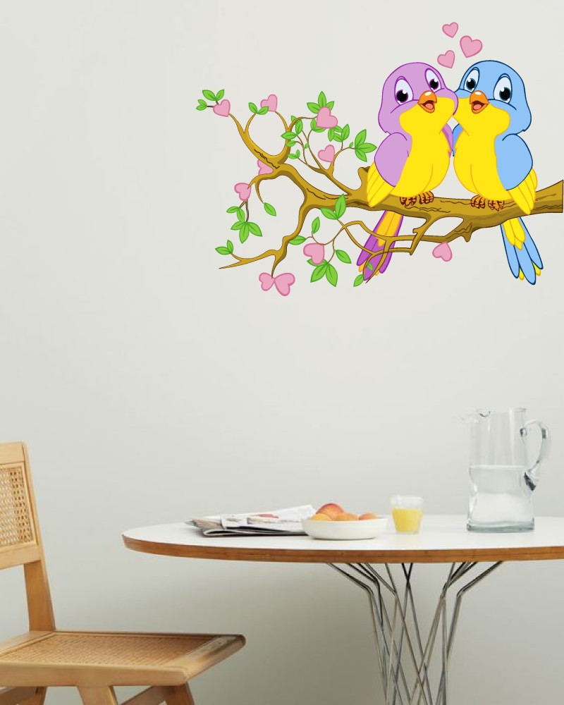 Aalam Designs 62 cm beautiful love birds sitting on the tree wall ...