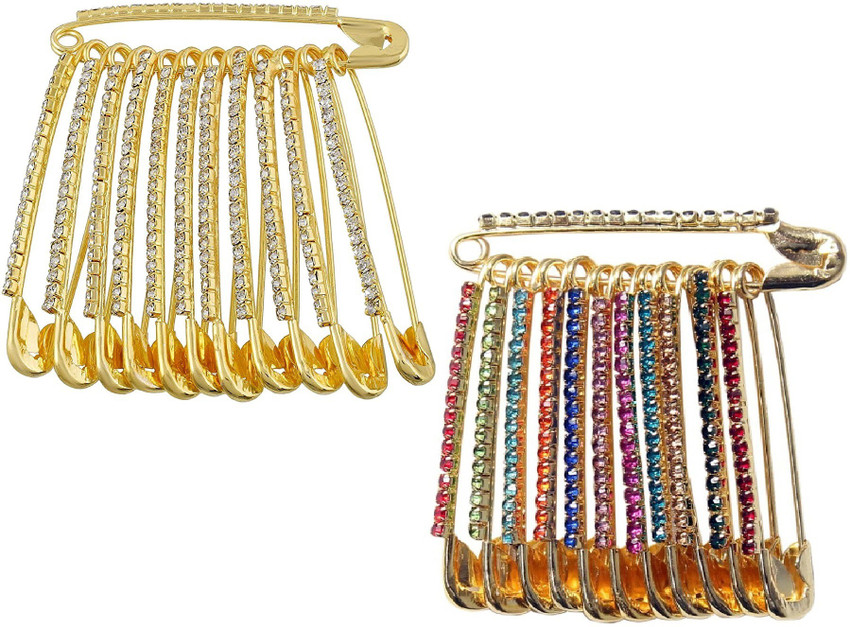 THANU S CRAFT Safety Pin Stone Saree Pins Set Big Size Design