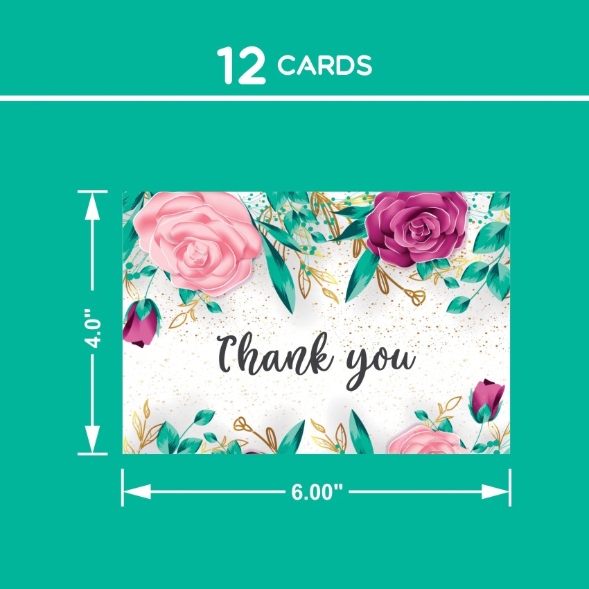 24pcs Thank You Cards with Envelopes, 4x6 Thank You Cards Small Business Blank Thank You Notes Small, Watercolor