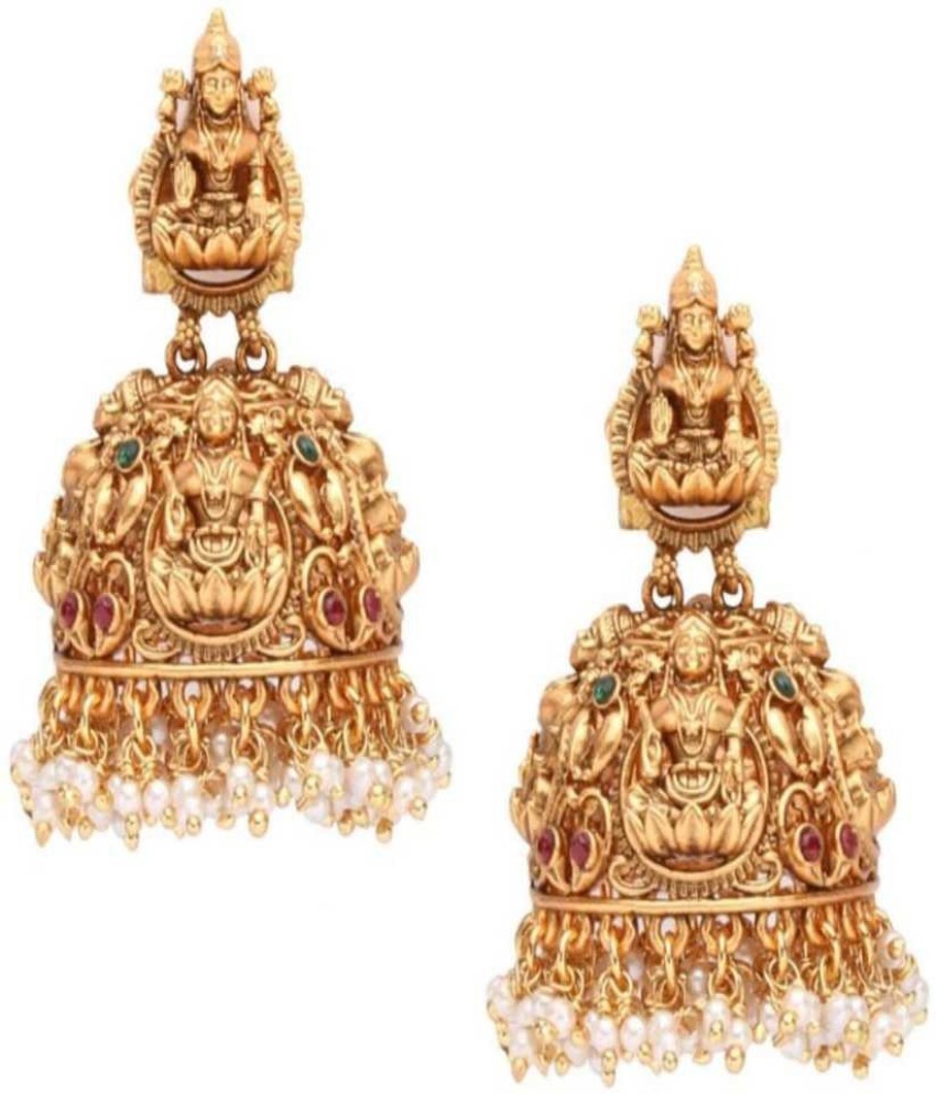 Flipkartcom  Buy Arihant Designs Arihant Designs Traditional Gold Plated  Bahubali Devsena Jhumka Earrings Cubic Zirconia Brass Jhumki Earring Online  at Best Prices in India