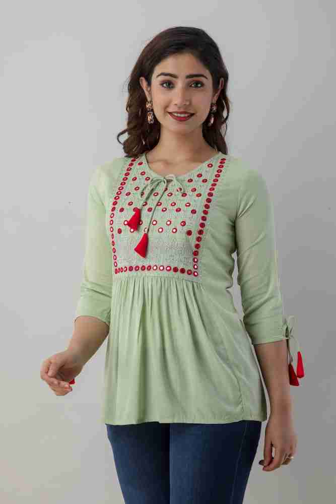 Harshita Party Embroidered Women White Top - Buy Harshita Party Embroidered  Women White Top Online at Best Prices in India