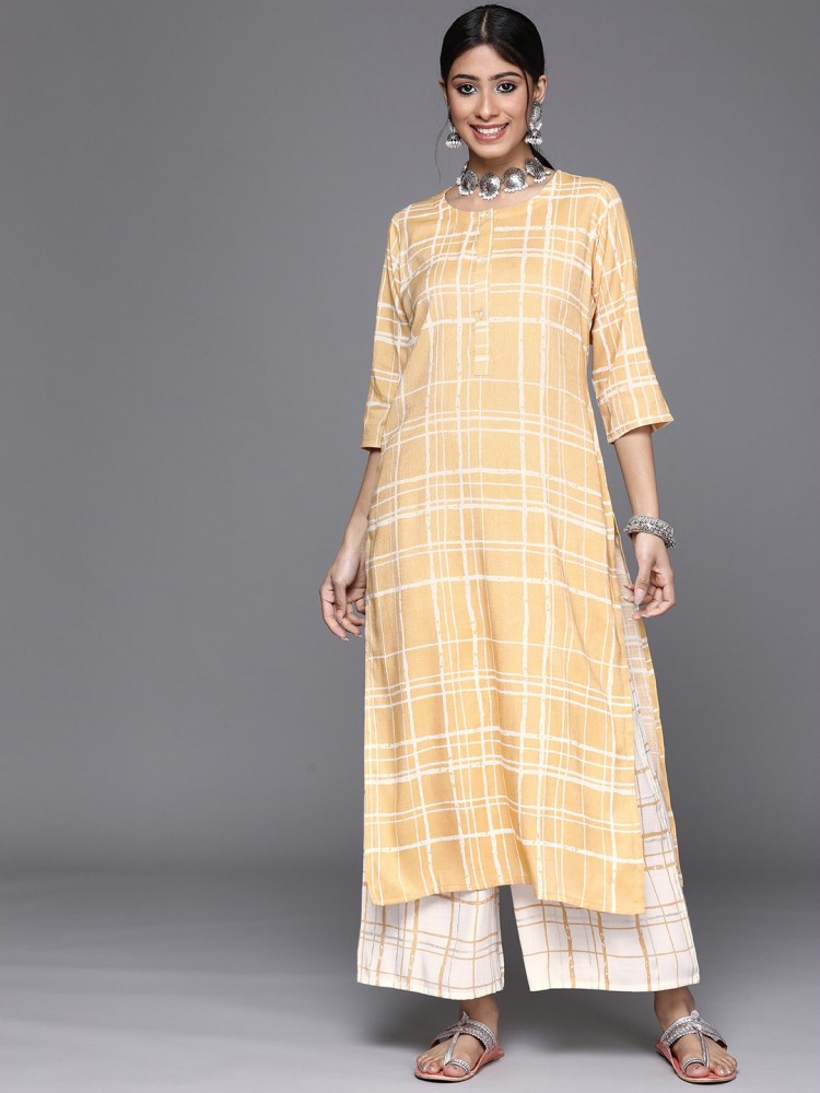 Libas women's clearance checkered straight kurta